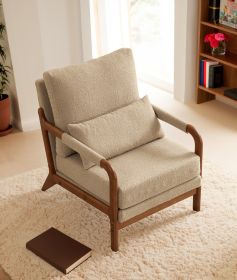 Modern Teddy Fabric Accent Chair,Oak Wood Frame Armchair for Living Room