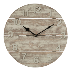 La Crosse Clock 12-inch Sunwashed Wood Brown Quartz Analog Clock, 404-3430W