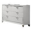 Prism Modern Style 6-Drawer Dresser with Mirror Accent & V-Shape Handles in White