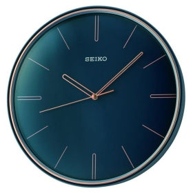 Seiko 11" Navy Lenox Round Wall Clock Rose Gold Accents, Quartz, Analog QXA739LLH