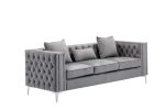 Lorreto Gray Velvet Fabric Sofa Loveseat Living Room Set