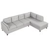 97.2" Modern Linen Fabric Sofa, L-Shape Couch with Chaise Lounge,Sectional Sofa with one Lumbar Pad,Gray