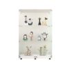 Two-door Glass Display Cabinet 3 Shelves with Door, Floor Standing Curio Bookshelf for Living Room Bedroom Office, 49.3"*31.7"*14.3", White