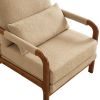 Modern Teddy Fabric Accent Chair,Oak Wood Frame Armchair for Living Room