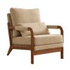 Modern Teddy Fabric Accent Chair,Oak Wood Frame Armchair for Living Room