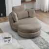 39"W Oversized Swivel Chair with moon storage ottoman for Living Room, Modern Accent Round Loveseat Circle Swivel Barrel Chairs for Bedroom Cuddle Sof