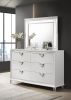 Prism Modern Style 6-Drawer Dresser with Mirror Accent & V-Shape Handles in White