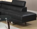 Black Color Sectional Living Room Furniture Faux Leather Adjustable Headrest Right Facing Chaise & Left Facing Sofa