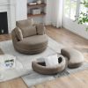 39"W Oversized Swivel Chair with moon storage ottoman for Living Room, Modern Accent Round Loveseat Circle Swivel Barrel Chairs for Bedroom Cuddle Sof