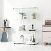 Two-door Glass Display Cabinet 3 Shelves with Door, Floor Standing Curio Bookshelf for Living Room Bedroom Office, 49.3"*31.7"*14.3", White