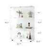 Two-door Glass Display Cabinet 3 Shelves with Door, Floor Standing Curio Bookshelf for Living Room Bedroom Office, 49.3"*31.7"*14.3", White