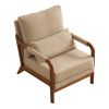 Modern Teddy Fabric Accent Chair,Oak Wood Frame Armchair for Living Room