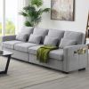 104" 4-Seater Modern Linen Fabric Sofa with Armrest Pockets and 4 Pillows,Minimalist Style Couch for Living Room, Apartment, Office,3 Colors