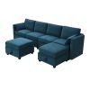 109*54.7" Chenille Modular Sectional Sofa,U Shaped Couch with Adjustable Armrests and Backrests,6 Seat Reversible Sofa Bed with Storage Seats for Livi