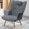 35.5 inch Rocking Chair, Soft Houndstooth Fabric Leather Fabric Rocking Chair for Nursery, Comfy Wingback Glider Rocker with Safe Solid Wood Base for