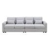 104" 4-Seater Modern Linen Fabric Sofa with Armrest Pockets and 4 Pillows,Minimalist Style Couch for Living Room, Apartment, Office,3 Colors