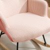 35.5 inch Rocking Chair, Soft Houndstooth Fabric Leather Fabric Rocking Chair for Nursery, Comfy Wingback Glider Rocker with Safe Solid Wood Base for