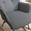 35.5 inch Rocking Chair, Soft Houndstooth Fabric Leather Fabric Rocking Chair for Nursery, Comfy Wingback Glider Rocker with Safe Solid Wood Base for