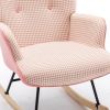 35.5 inch Rocking Chair, Soft Houndstooth Fabric Leather Fabric Rocking Chair for Nursery, Comfy Wingback Glider Rocker with Safe Solid Wood Base for