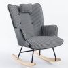 35.5 inch Rocking Chair, Soft Houndstooth Fabric Leather Fabric Rocking Chair for Nursery, Comfy Wingback Glider Rocker with Safe Solid Wood Base for