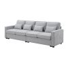 104" 4-Seater Modern Linen Fabric Sofa with Armrest Pockets and 4 Pillows,Minimalist Style Couch for Living Room, Apartment, Office,3 Colors