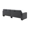 104" 4-Seater Modern Linen Fabric Sofa with Armrest Pockets and 4 Pillows,Minimalist Style Couch for Living Room, Apartment, Office,3 Colors