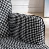 35.5 inch Rocking Chair, Soft Houndstooth Fabric Leather Fabric Rocking Chair for Nursery, Comfy Wingback Glider Rocker with Safe Solid Wood Base for