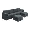 109*54.7" Chenille Modular Sectional Sofa,U Shaped Couch with Adjustable Armrests and Backrests,6 Seat Reversible Sofa Bed with Storage Seats for Livi