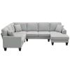 108*85.5" Modern U Shape Sectional Sofa, 7 Seat Fabric Sectional Sofa Set with 3 Pillows Included for Living Room, Apartment, Office,3 Colors