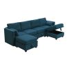 109*54.7" Chenille Modular Sectional Sofa,U Shaped Couch with Adjustable Armrests and Backrests,6 Seat Reversible Sofa Bed with Storage Seats for Livi