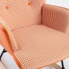 35.5 inch Rocking Chair, Soft Houndstooth Fabric Leather Fabric Rocking Chair for Nursery, Comfy Wingback Glider Rocker with Safe Solid Wood Base for