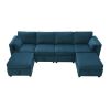 109*54.7" Chenille Modular Sectional Sofa,U Shaped Couch with Adjustable Armrests and Backrests,6 Seat Reversible Sofa Bed with Storage Seats for Livi